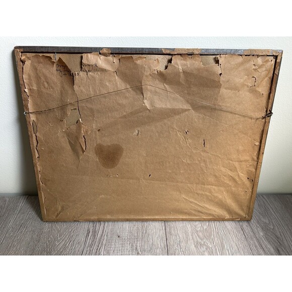 Vintage 1895 Bunny Rabbit Charcoal Crayon Drawing Framed Art Cottage Decor - Picture 7 of 9